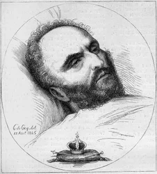 Portrait de Karl Wilhelm Naundorff (1785-1845), horloger prussien qui prétendait être le roi de France Louis XVII. Gravure du 19ème siècle