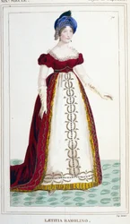 Portrait de Laetitia Bonaparte (Letizia Maria Ramolino) (1750-1836), mère de Napoléon Ier. Gravure du 19ème siècle