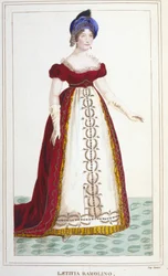 Portrait de Laetitia Bonaparte (Letizia Maria Ramolino) (1750-1836), mère de Napoléon Ier. Gravure de 1830
