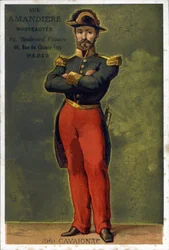 Portrait de Louis-Eugène Cavaignac (1802 - 1857), général et homme politique français. Chromolithographie de la fin du 19ème siècle