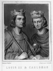 Portrait de Louis III (c. 863 - 882), Roi de France et Carloman (? - 884), Roi de France