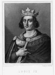 Portrait de Louis IX ou Saint Louis (1214 - 1270), roi de France - dans « Histoire des Français » par Lavallée, gravure, sd.