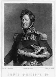 Portrait de Louis Philippe I (1773 - 1850), Roi de France - dans “Histoire des Français” par Lavallée, gravure