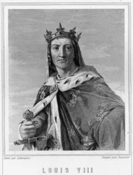 Portrait de Louis VIII (1187-1226), Roi de France - dans "Histoire des Français" de Lavallée, gravure, sd