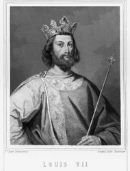 Portrait de Louis VII le Jeune (1120 - 1180), roi de France - dans « Histoire des Français » par Lavallée, gravure