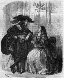 Portrait de Louis XIII (1601-1643) Roi de France et Mademoiselle de Lafayette - Gravure du XIXe siècle