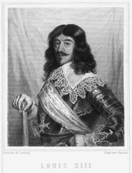 Portrait de Louis XIII (1601-1643), roi de France - dans « Histoire des Français » de Lavallée, gravure, sd