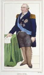 Portrait de Louis XVIII (1755 - 1824), Roi de France gravure de 1830.
