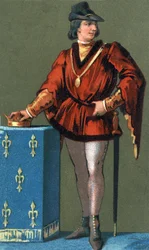 Portrait de Louis X le Hutin (1289 - 1316), roi de France. Chromolithographie du XIXe siècle