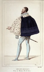 Portrait de Louis de Gonzague, duc de Mantoue, devenu par son mariage en 1565 avec Henriette de Clèves, le nouveau duc de Nevers. Gravure de 1830