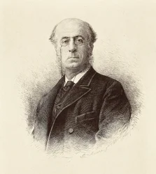 Portrait de Manuel Silvela y la Vielleuze (1830-1892), homme politique espagnol. Madrid. Bibliothèque nationale. Gravure.