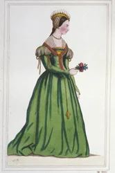 Portrait de Marguerite de France (1523 - 1574), fille de François Ier et Claude de France. Gravure de 1830