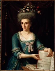 Portrait de Maria Rosa Coccia (1759-1833) claveciniste et compositrice italienne. Peinture anonyme. Vers 1800. Bologne, musée civique bibliographique.