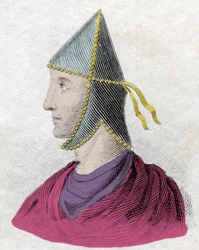 Portrait de Mithridate VI Eupator dit le Grand (v.132-63 av. J.-C.), roi du Pont. (Mithridate, roi du Pont) Gravure du 19ème siècle.