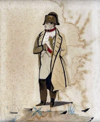 Portrait de Napoléon I (la main sur le ventre) - Gravure avec tissu