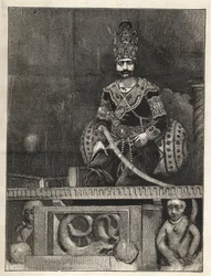 Portrait de Nasser Ed Din (1831-1896), Shah de Perse (Iran). Aussi appelé Nasseredin Shah, Nasserer-al-Din Shah Qajar, Nasser al-Din Shah Qajar, Nassiruddin Shah - (1831-1896) - 1873