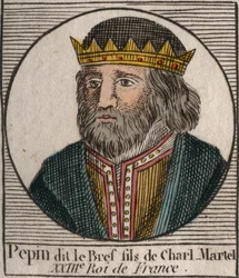 Portrait de Pépin III dit Pépin le Bref (714-768) roi de France - Pépin III (714-768) (Pépin le Bref) Roi des Francs - gravure dans « Instruction sur l