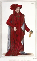Portrait de Philippe III le Bon (1396-1467), Duc de Bourgogne gravure de 1830