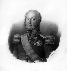 Portrait de Pierre Claude, Comte Pajot, dit Pajol (1772-1844), général français, gravure du 19e siècle