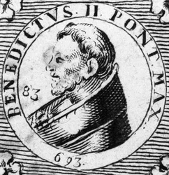 Portrait du Pape Benoît II. Gravure du 19ème siècle.