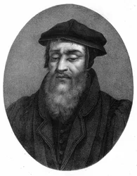 Portrait de Robert I Estienne (1498 - 1559) humaniste, éditeur et imprimeur.
