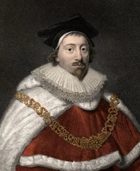 Portrait de Sir Edward Coke (1552-1634), jurisconsulte anglais - Gravure en couleur du 19ème siècle