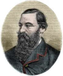 Portrait de Sir Samuel Baker (1821-1893) gravure de Picturesque Histoire des grands voyages au XIXe siècle. 1877