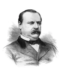 Portrait de Stephen Grover Cleveland (1837-1908) désigné pour la présidence de la république américaine par les délégués des États. Gravure dans "Le Monde Illustré"