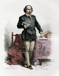 Portrait de William Shakespeare (1564-1616), écrivain anglais - gravure dans "L