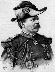 Portrait du général français François Perrier (1833-1888). Gravure dans « La Nature : revue des sciences et de leurs applications aux arts et à l