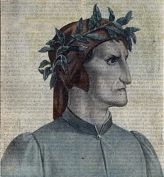 Portrait du poète italien Dante Alighieri (1265-1321) (Poète italien Dante Alighieri) Illustration de "Le pelerin" mai 1921 Collection privée