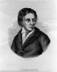 Portrait du poète italien Ippolito Pindemonte (1753-1828), ami du poète et dramaturge italien Ugo Foscolo (1778-1827). Gravure du 19ème siècle