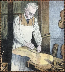 Portrait du maître luthier Paul Kaul (1875-1951) (Portrait du luthier Paul Kaul) Illustration du "Pelerin" 1er juillet 1934 Collection privée