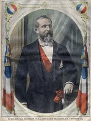 Portrait du président de la République française Émile Loubet (1838-1929) - Gravure dans Le Pèlerin de 1899