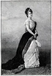 Portrait de la reine de Roumanie Elisabeth Pauline Ottilie Louise de Wied, connue sous le nom de Carmen Sylva (1843-1916), épouse du roi Charles Ier - Gravure de 1893