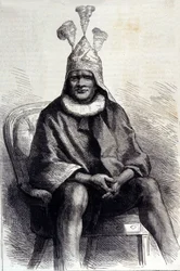 Portrait du roi zoulou Cetshwayo (ou Cetawayo, Cetewayo, Cetywajo, Ketchwayo) (1826-1884). Gravure du 19ème siècle