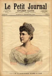 Portrait de la grande duchesse Vladimir de Russie, née en 1854, princesse Marie de Mecklembourg-Schwerin (Mecklembourg Schwerin) et mariée en 1874 au frère cadet du tsar, grand-duc Vladimir Alexandrovitch Romanov (1847-1909). Gravure dans « Le petit journa