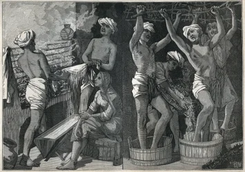 Préparation de la laque en Inde. Gravure de 1885 dans « Les arts et métiers illustrés » par Adolphe Bitard