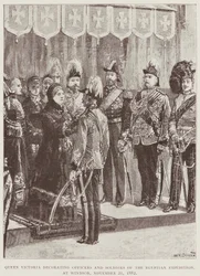 La reine Victoria décore des officiers et des soldats