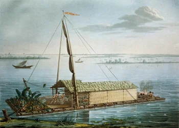 Radeau sur le fleuve Guayaquil, Équateur