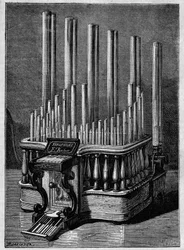 Instruments rares ou imaginaires : Le pyrophon ou « flammes chantantes », par Frederic Kastner (instrument qui produit des flammes alimentées par des jets de gaz).