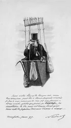 Représentation de Félix Tournachon dit Nadar (1820-1910) dans la nacelle d