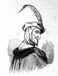 Représentation de Méphistophélès (Méphisto), personnage de la légende de Faust. Gravure du XIXe siècle