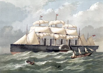 Représentation du navire britannique Great Eastern, premier paquebot géant, inauguré en 1858 conçu par Isambard Kingdom Brunel