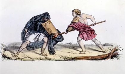 Résiario et Mirmillon. Gravure du XIXe siècle