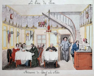Salle de restaurant "Boeuf à la mode" vers 1820