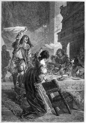Fête de la Restauration - Le roi Charles II (1630-1685) avec Lady Castlemaine (Barbara Villiers, comtesse de Castlemaine, duchesse de Cleveland, maîtresse de Charles II) - Charles II célèbre son accession au trône d