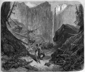 Roland soufflant dans son cor à la bataille de Roncevaux le 15 août 778. Dessin d