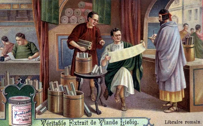Libraire romain. Chromolithographie, image Liebig
