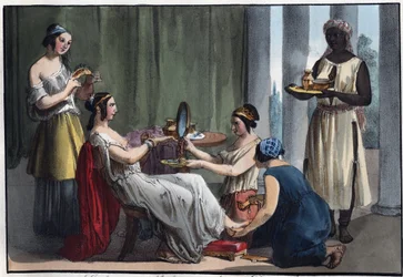 Dame romaine à sa toilette - gravure tirée de «Usi e costumi di tutti i popoli dell